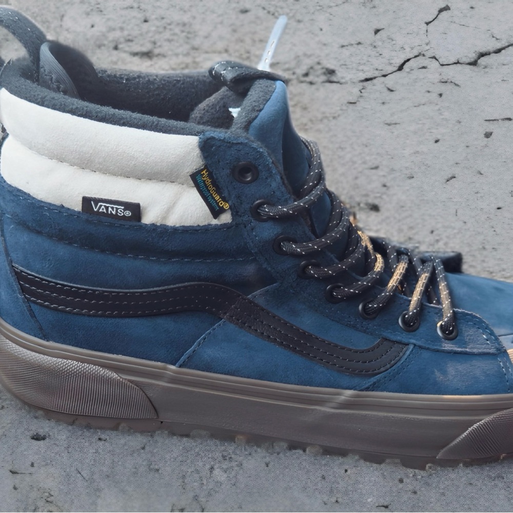 Navy Blue High-Top Sneakers with White Accents